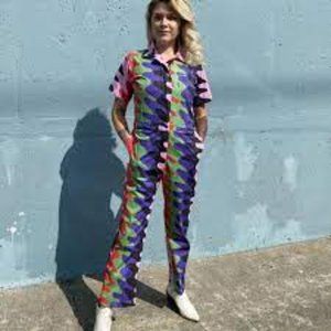 NOOWORKS XL Coveralls static pattern short sleeves long legs 100% cotton